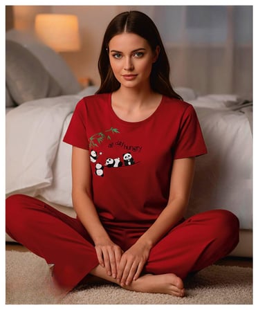 Mihra Kadın Milan Bisiklet Yaka Kısa Kol Likralı Pijama Takımı 50125K - 1 Adet