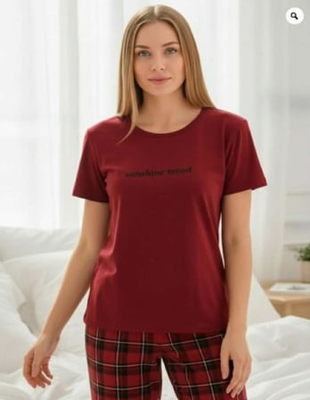 Mihra Kadın Bisiklet Yaka MİLAN Likralı KAPRİ Kısa Kol Pijama Takımı 50108BB - 1 Adet
