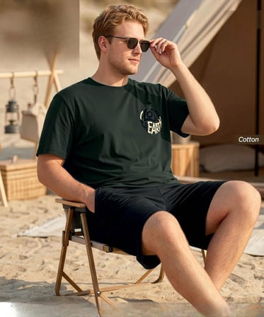 Pijamoni Erkek Battal Bisiklet Yaka Kısa Kol Şortlu Pijama Takımı 6715/4 - 1 Adet