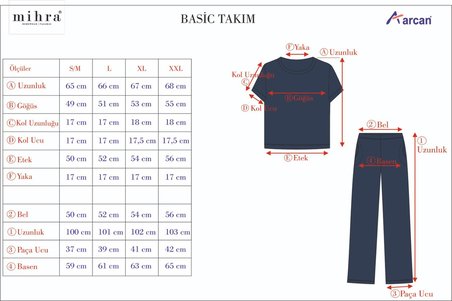 Mihra Kadın %100 Pamuk Bisiklet Yaka Kısa Kol KAPRİ  Pijama Takımı 90787/4449 - 1 Adet