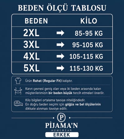 Pijamoni Erkek Battal Bisiklet Yaka Penye Uzun Kol  Pijama Takımı 6700/3 - 1 Adet