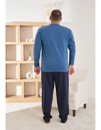 Pijamoni Erkek Battal Bisiklet Yaka Penye Uzun Kol  Pijama Takımı 6700/7 - 1 Adet