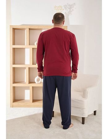 Pijamoni Erkek Battal Bisiklet Yaka Penye Uzun Kol  Pijama Takımı 6700/8 - 1 Adet