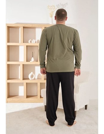Pijamoni Erkek Battal Bisiklet Yaka Penye Uzun Kol  Pijama Takımı 6700/1 - 1 Adet