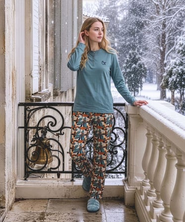 Angelina Kadın Düğmeli Yaka %100 Pamuk İnterlok Kışlık Pijama Takımı 10009 - 1 Adet 