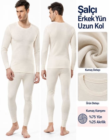 Şalçı Safyün Erkek %75 Yün Uzun Don Ve Uzun Kol Fanila İçlik SET - 1 Set 