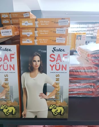 Şalçı Safyün Kadın %75 Yün Kısa Kol Fanila Atlet İçlik 7330 - 1 Adet