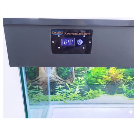 Kanki Pet 150x50x60 cm 450 Lt Antrasit Gri MDF Mobilyalı Dijital Göstergeli Akvaryum