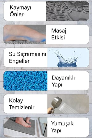 Deniz Kabuk Kıvırcık Banyo Paspası 40x60 cm Gri