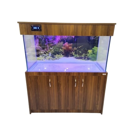 Kanki Pet Ceviz MDF Mobilyalı Akvaryum 150x50x60 cm 450 Lt - 110W LED & Dijital Göstergeli