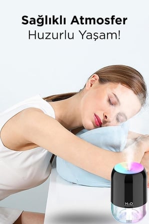 Premium Koku Yayan Ofis Gereci Hediyelik Eşya Hava Nemlendirici Buhar Makinesi 200ml H6 Siyah