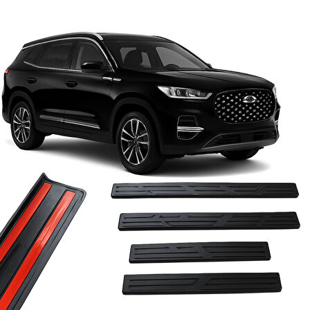 Chery Tiggo 8 Pro Plasik Yapışkanlı Araba Kapı Eşiği 4'lü Siyah