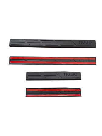 Chery Tiggo 8 Pro Plasik Yapışkanlı Araba Kapı Eşiği 4'lü Siyah