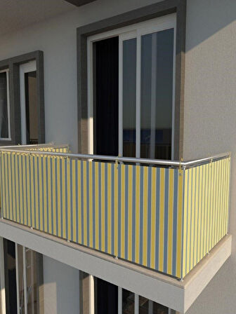 Ceylan Home Balkon Demir Perdesi Bağcıklı Sarı Gri Ölçü Seçenekli