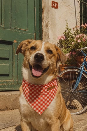 Kedi-Köpek Fuları, Hafif Kumaş, El Yapımı, Tüm Irklar İçin İdeal, Kırmızı Pötikareli Kedi/Köpek Fuları