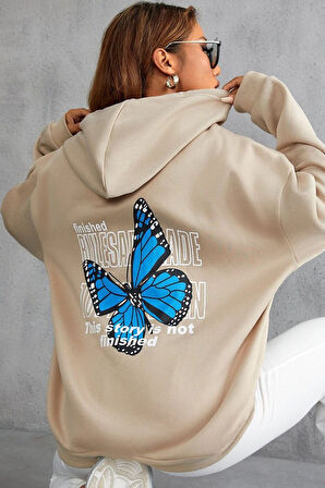 Uyguntarz Unisex Kelebek Sırt Baskılı Sweatshirt