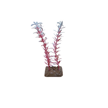 Akvaryum Yapay bitki Süsü Kedi Tırnağı Pembe Beyaz 14 cm