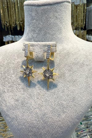 14 K Yeşil Altın Renk Gold  XUPİNG Serisi Küpeler