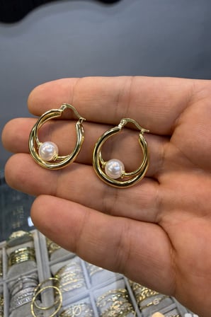 14K Yeşil Altın Renginde Vip Serisi Kadın Küpe
