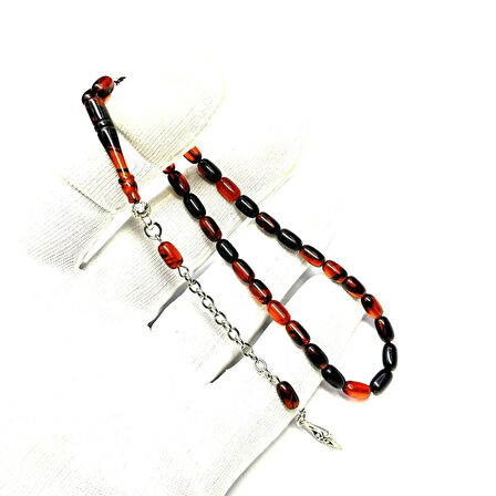 Bilek Boy Kapsül Model Püsküllü 4-7mm Sıkma Ateş Kehribar Tesbih