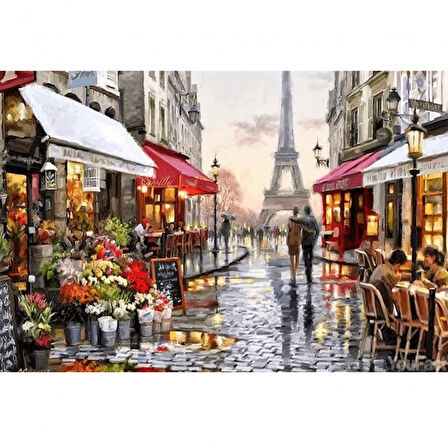 Canvas Aşıklar Şehri Sayılarla Boyama Seti  Kasnaklı 40 x 50 cm