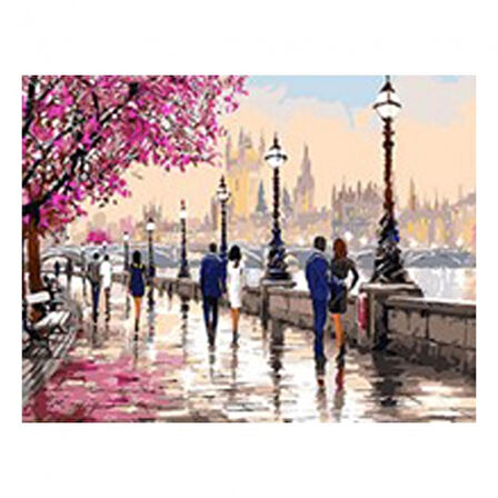 Canvas Aşıklar Yolu Sayılarla Boyama Seti  Kasnaklı 40 x 50 cm