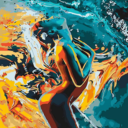 Canvas Ateş Su ve Tutku Sayılarla Boyama Seti  Kasnaklı 40 x 50 cm