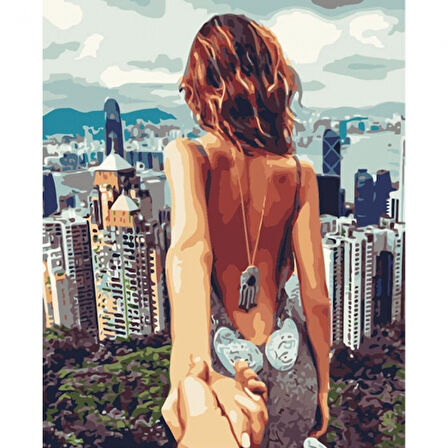 Canvas Hong Kongta Aşk Sayılarla Boyama Seti  Kasnaklı 40 x 50 cm