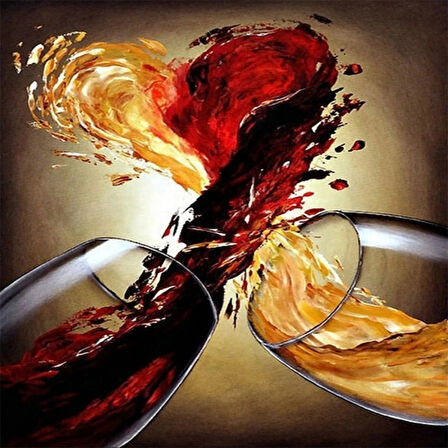 Canvas İki Kadeh Sayılarla Boyama Seti  Kasnaklı 40 x 50 cm