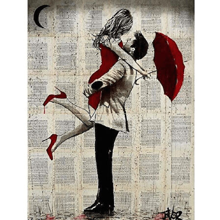 Canvas Romantik Şemsiye Anısı 1 Sayılarla Boyama Seti  Kasnaklı 40 x 50 cm