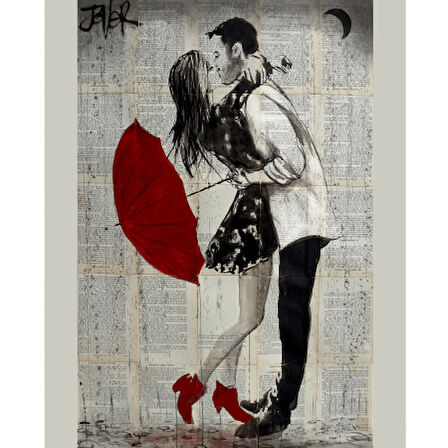 Canvas Romantik Şemsiye Anısı 5 Sayılarla Boyama Seti  Kasnaklı 40 x 50 cm