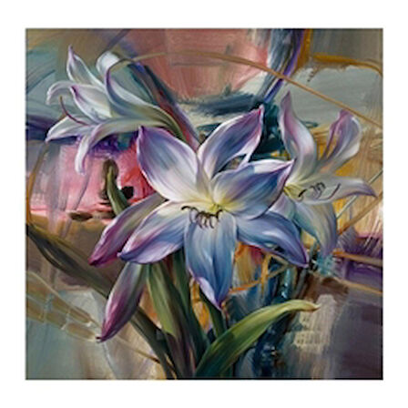 Canvas Mor Çiçekler Sayılarla Boyama Seti  Kasnaklı 40 x 50 cm