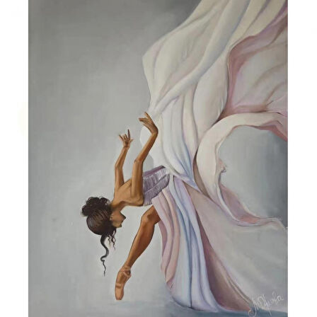 Canvas Beyaz Kuğu Balerin Sayılarla Boyama Seti  Kasnaklı 40 x 50 cm