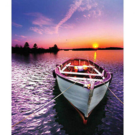 Canvas Gün Batımı Sayılarla Boyama Seti  Kasnaklı 40 x 50 cm