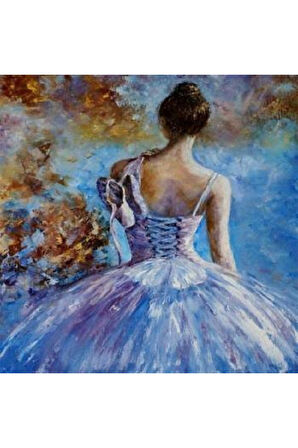 Canvas Balerinin Gidişi Sayılarla Boyama Seti   Kasnaklı 40 x 50 cm