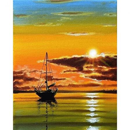 Canvas Huzura Yolculuk Sayılarla Boyama Seti  Kasnaklı 40 x 50 cm