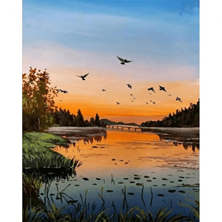 Canvas Huzurla Buluşma Sayılarla Boyama Seti  Kasnaklı 40 x 50 cm