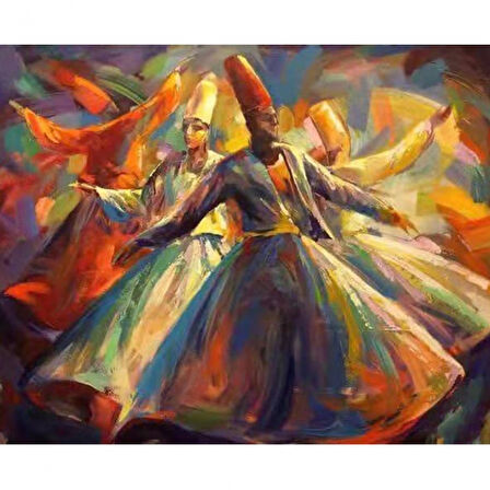Canvas Mevlana 2 Sayılarla Boyama Seti  Kasnaklı 40 x 50 cm