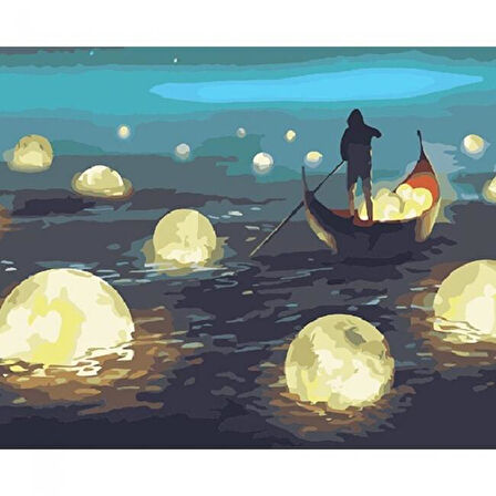 Canvas Denizdeki İlham Sayılarla Boyama  Seti  Kasnaklı 40 x 50 cm