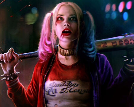 Canvas Harley Quinn 3 Sayılarla Boyama Seti  Kasnaklı 40 x 50 cm