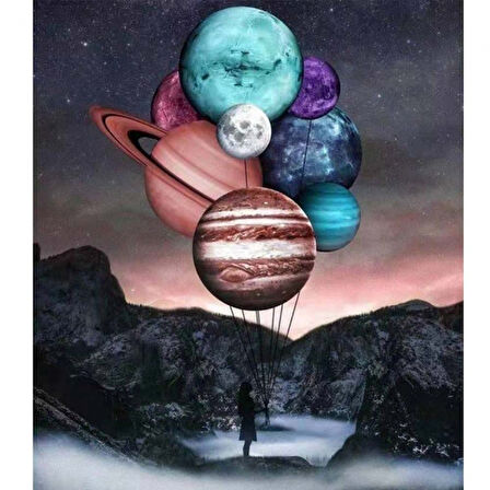 Canvas Evrenin Sırrı Sayılarla Boyama Seti  Kasnaklı 40 x 50 cm