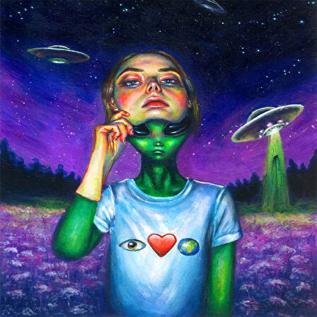 Canvas Uzaydan Gelen Misafir Sayılarla Boyama Seti  Kasnaklı 40 x 50 cm