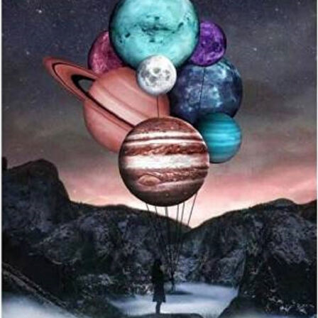 Canvas Evrenin Sırrı Sayılarla Boyama Seti   Kasnaklı 40 x 50 cm