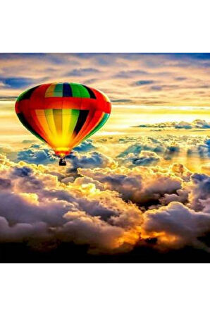 Canvas Gökyüzünde Balon Sayılarla Boyama Seti   Kasnaklı 40 x 50 cm