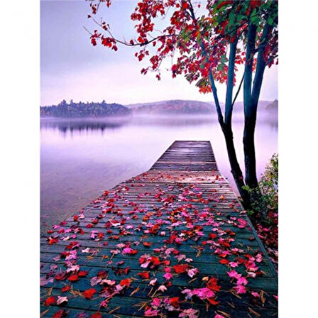 Canvas Manzara İskelesi Sayılarla Boyama Seti  Kasnaklı 40 x 50 cm