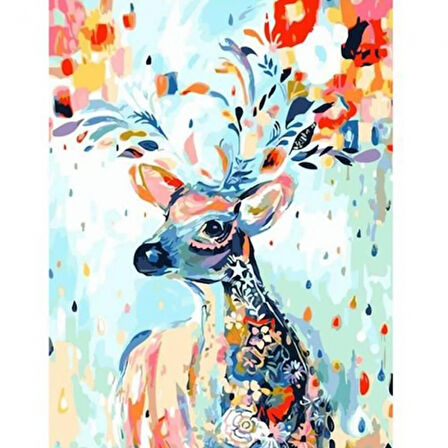 Canvas Mucize Geyik Sayılarla Boyama Seti  Kasnaklı 40 x 50 cm
