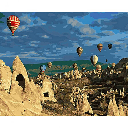 Canvas Peri Bacaları ve Balon Sayılarla Boyama Seti  Kasnaklı 40 x 50 cm