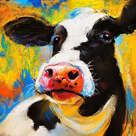 Canvas Sevimli İnek Sayılarla Boyama Seti  Kasnaklı 40 x 50 cm