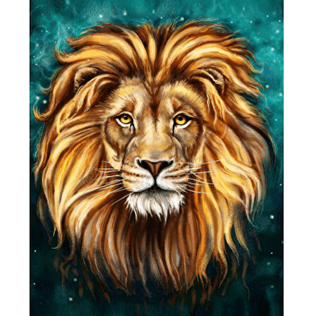 Canvas Tek Aslan Sayılarla Boyama Seti  Kasnaklı 40 x 50 cm