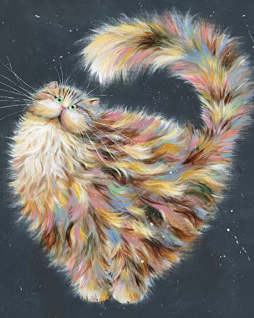 Canvas Şaşkın Kedi Sayılarla Boyama Seti Kasnaklı 40 x 50 cm